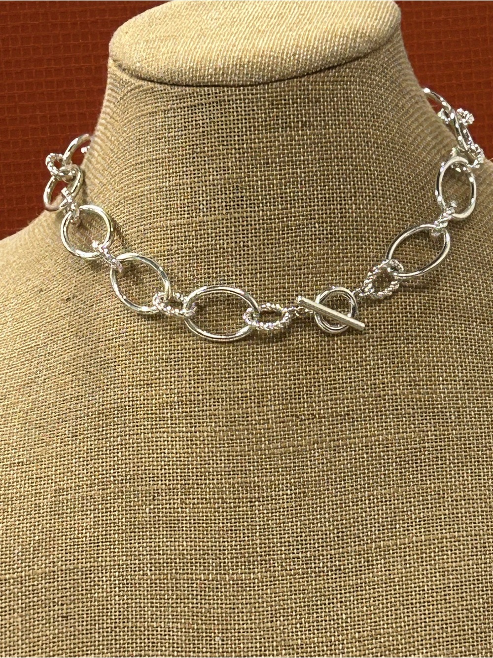 Ralph Lauren Chaps Silver Plated Oval Link Toggle Necklace - Women Jewelry